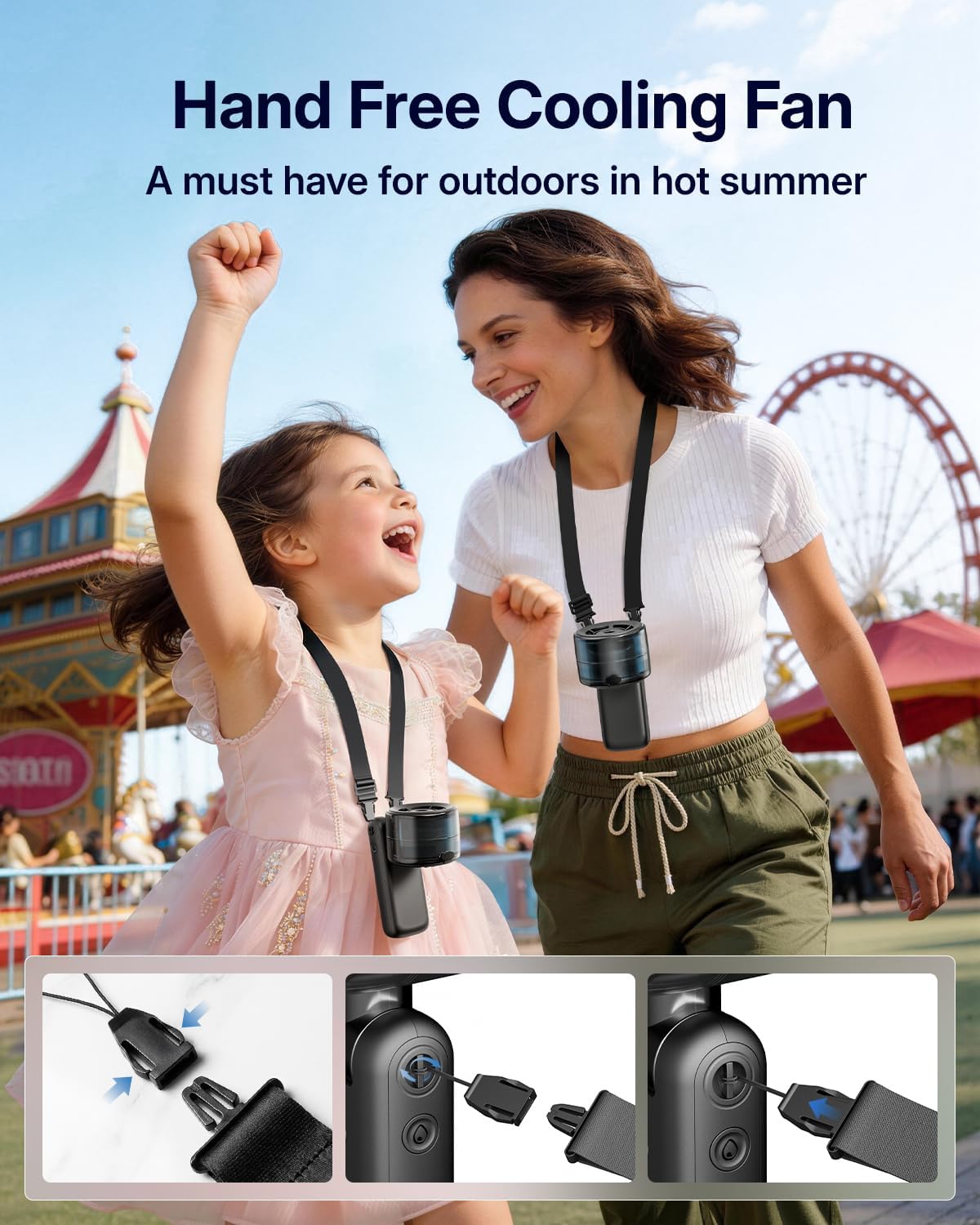 Misting Fan Portable - Handheld Turbo Fan with Cool Mist Spray, 4000mAh Rechargeable, 5 Speeds, Personal Foldable Water Mister for Summer Travel, Beach & Outdoor Essentials - Black