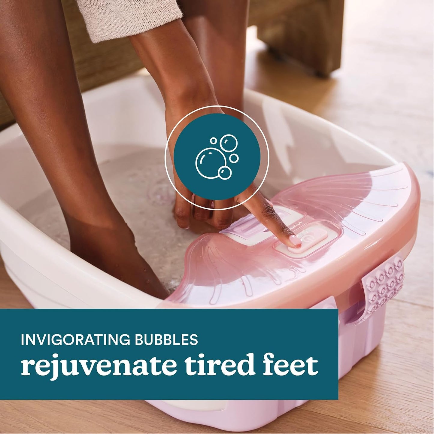 HoMedics Bubble Bliss Deluxe Foot Spa with Heat Massaging Arch, 3 Acupressure Attachments, Splash Guard, Raised Nodes Creates Bubbles, Improves Circulation, Soothe Tired Muscles