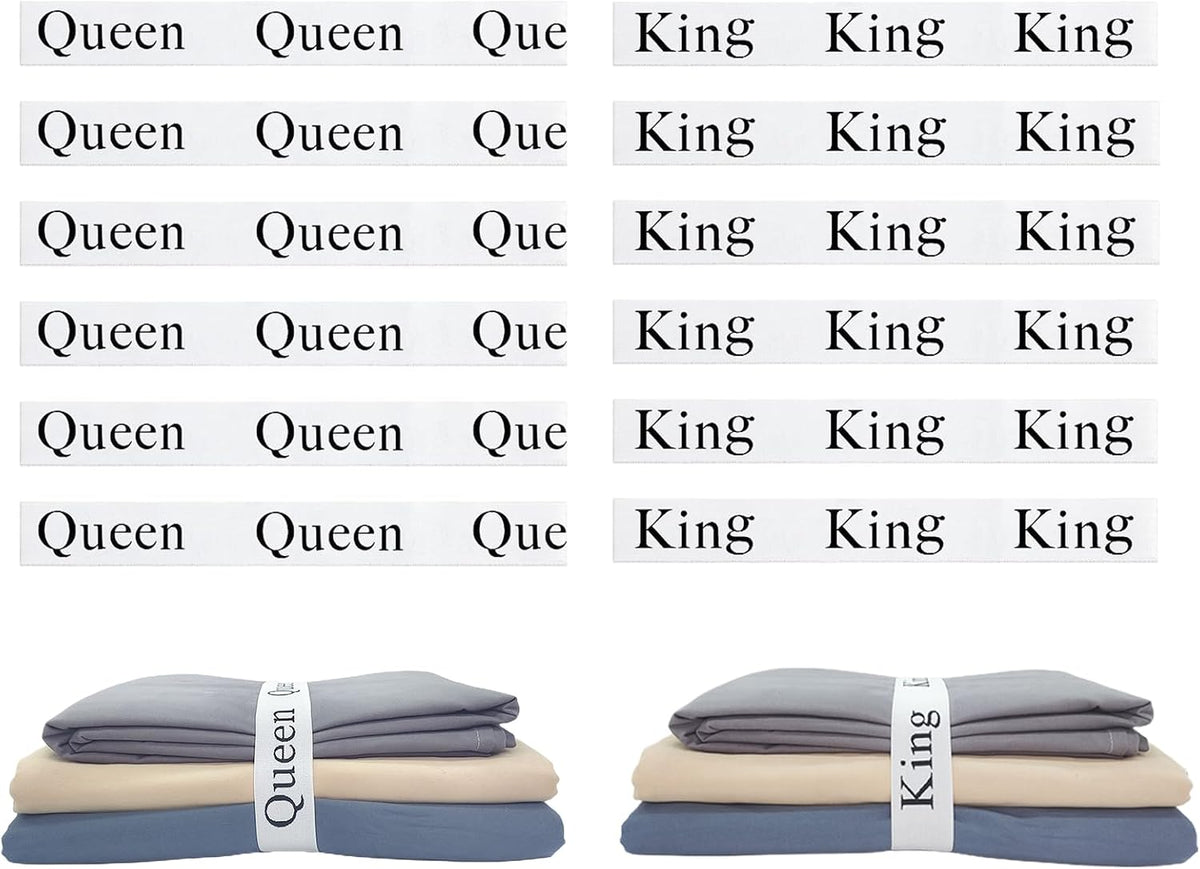 Bed Sheet Organizer Bands, Closet Organization Sheet Straps, Linen Labels Bedding Bands, Elastic Bed Sheet Storage Sheet Keepers （6PcsQueen 6PcsKing ）