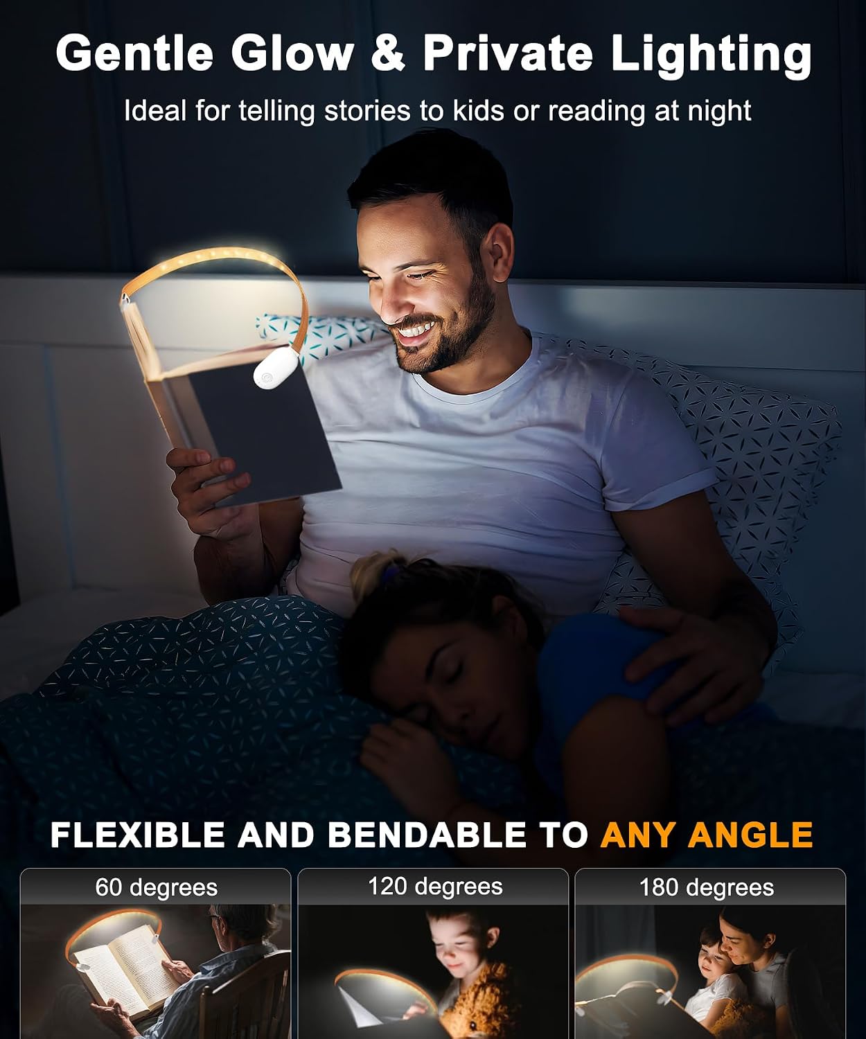 Rechargeable Clip-On Reading Light, 4 Color Temperature Modes, Stepless Brightness Adjustment, Eye-Caring, Perfect for Bedtime Reading