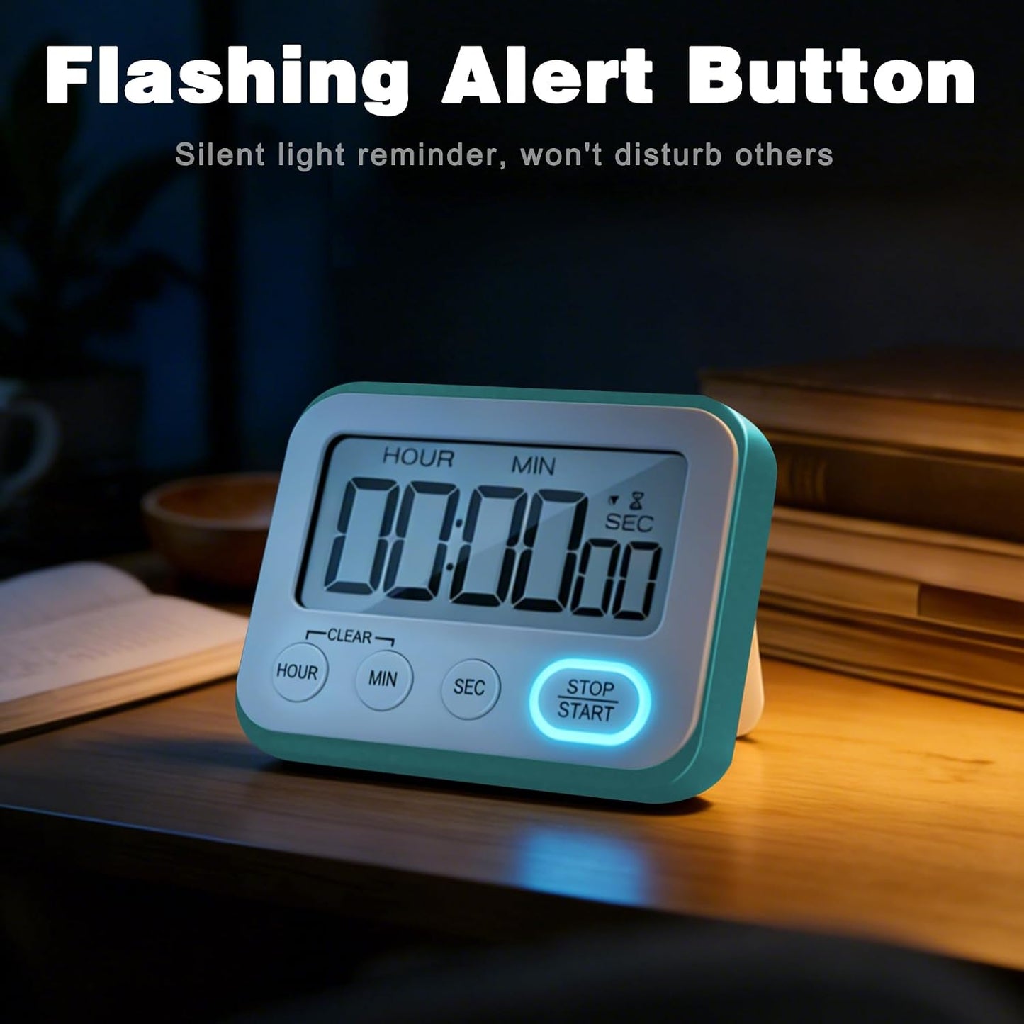 Digital Kitchen Timer Magnetic Loud Alarm, Large LCD Screen Silent/Beeping Multi-Function for Teachers Classroom Kids, Black