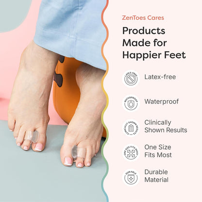 ZenToes Gel Toe Separators for Overlapping Toes, Bunions, Big Toe Alignment, Corrector and Spacer - 4 Pack (White)