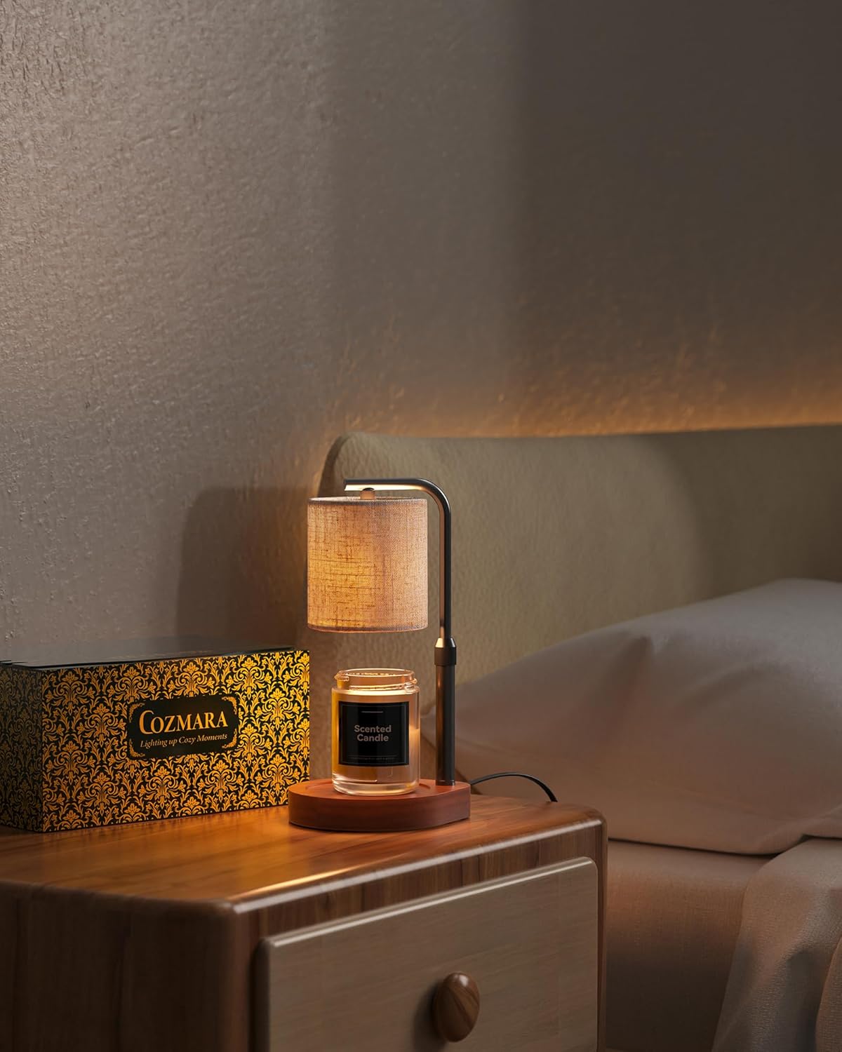 Candle Warmer Lamp with Timer & Dimmer for Yankee Candles, Adjustable Height Candle Warmer for Jar Candles, Wax Melt Lamp for Home Decor & Gifts, Black, 2 Bulbs