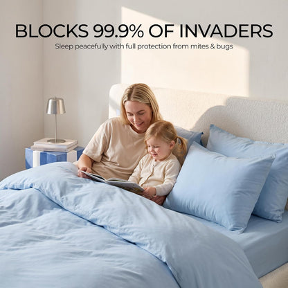 FAUNNA 100% Cotton Pillow Protectors, 600 Thread Count, Standard, 4 Pack