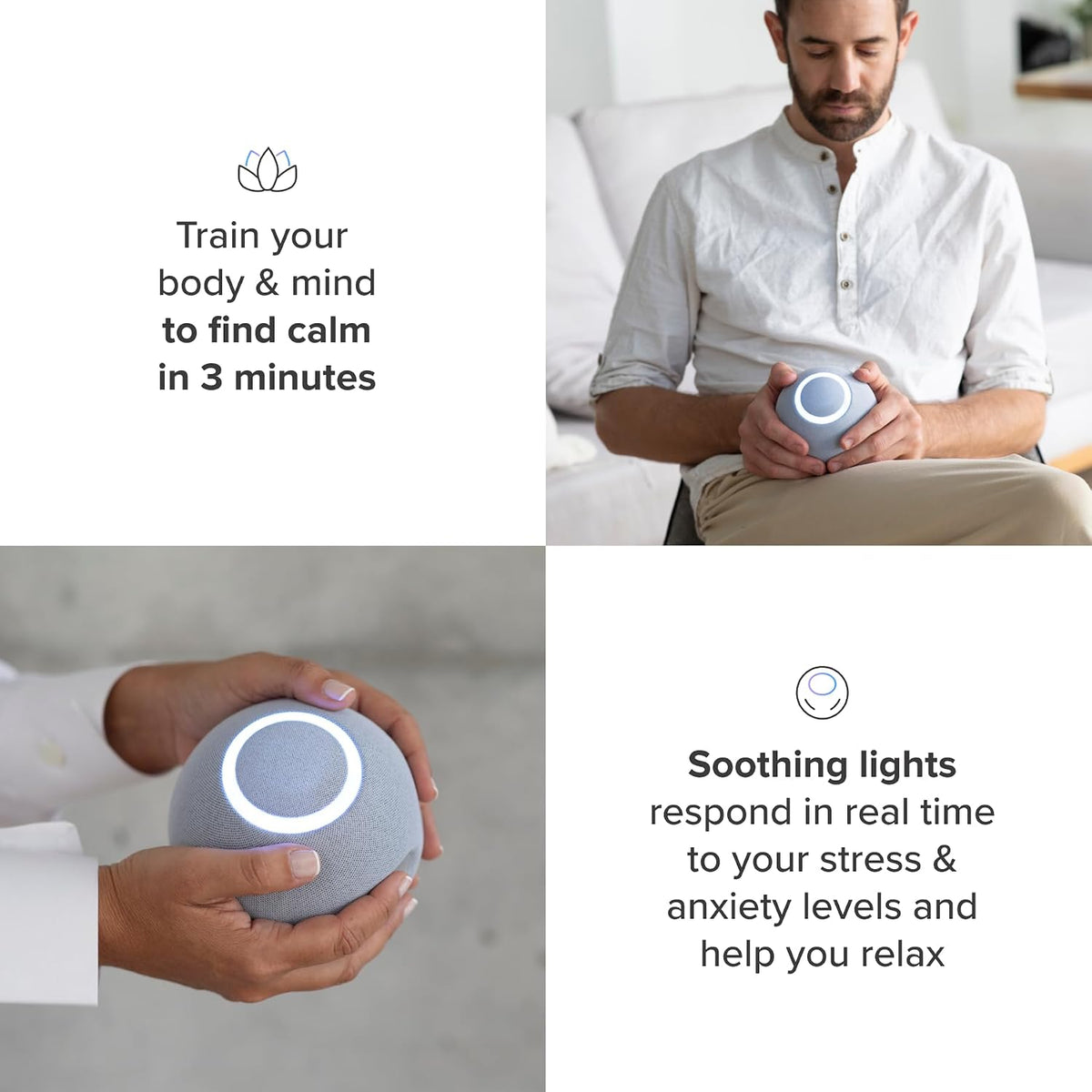 Reflect Orb: Smart Tracker for Stress Relief & Mental Health. Biofeedback Device to Enhance Focus, Reduce Anxiety, Support ADHD, Master Meditation & Mindfullness, Emotional Regulation Self-Care Gift