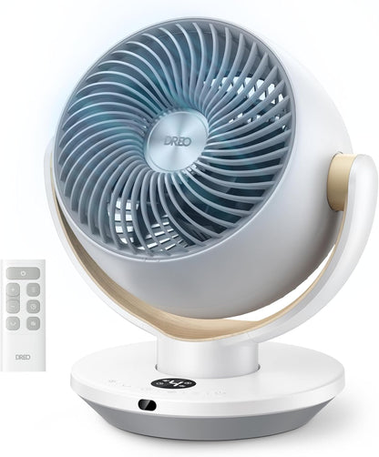 DREO Fan for Bedroom, Desk Air Circulator Fan with Remote, 11 Inch Table Fans for Whole Room, 65ft Powerful Airflow, 120° Vertical Manual +90° Oscillating, 4 Speeds, 8H Timer, 25dB Quiet Fan, Home