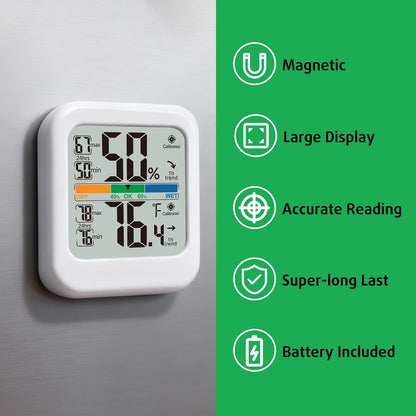 G.CATACC Digital Hygrometer Indoor Thermometer Humidity Meter Gauge, Room Thermometer Temperature and Humidity Monitor for House, Baby Nursery, Greenhouse, Reptile - Battery Included