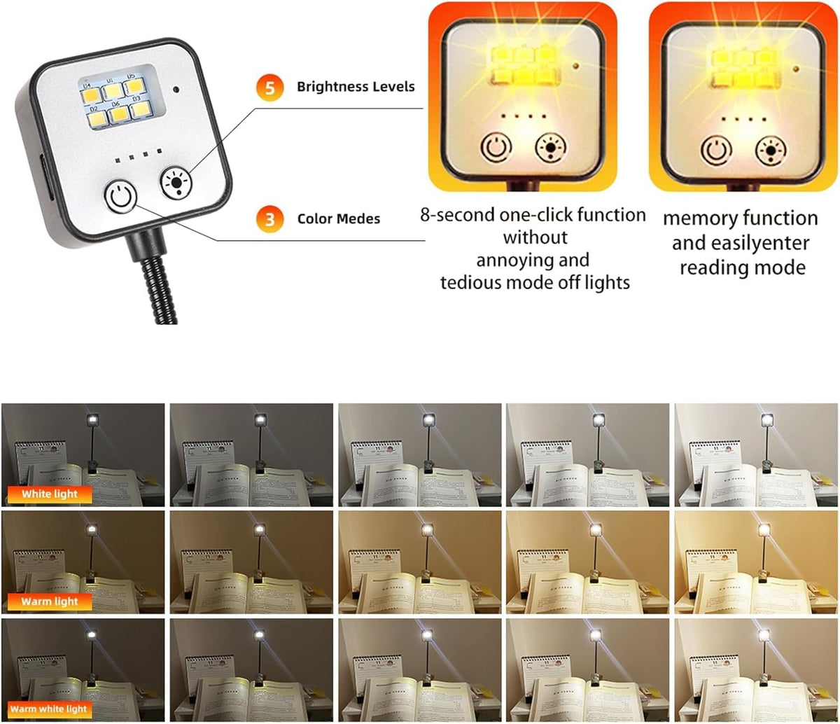 4 Pack Reading Light with 3 Color Temperature, 6 LED Book Clip Lamp for Reading in Bed, Easily Clip on to a Small Mini Lightweight Book Lights for Read Book Lovers