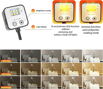 4 Pack Reading Light with 3 Color Temperature, 6 LED Book Clip Lamp for Reading in Bed, Easily Clip on to a Small Mini Lightweight Book Lights for Read Book Lovers