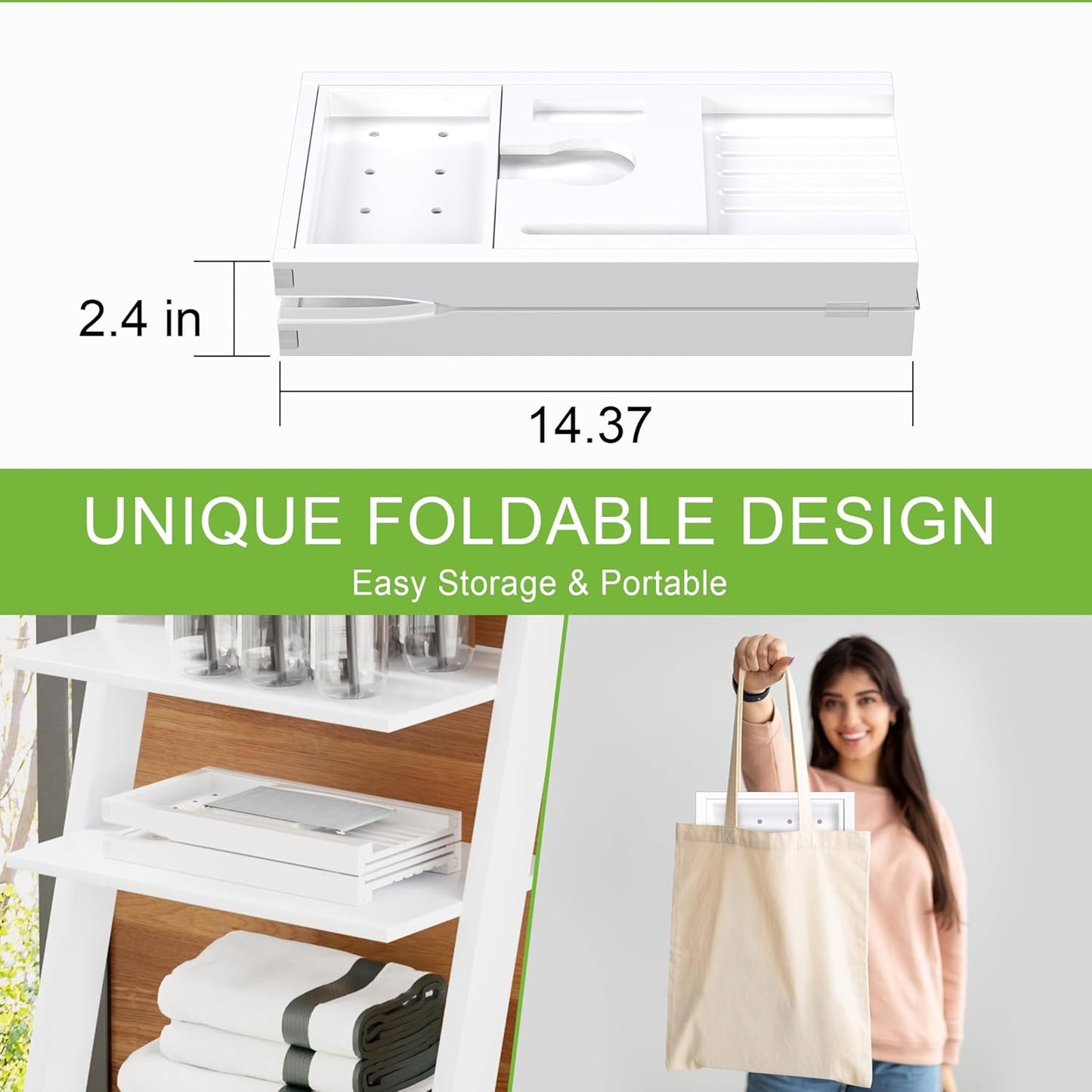 Artmalle Luxury Bathtub Caddy Tray for Tub - Foldable Bamboo Bath Table Tray with Book and Wine Glass Holder, Expandable Bathroom Accessories for Spa or Reading Lite Style