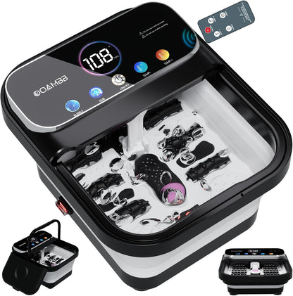 OOAMBB Collapsible Foot Spa with Heat, Bubble,Temp Control,Remote Control, Color Touch Screen Foot Bath Massager with 6 Massage Rollers,Foot Soaking Tub,Pedicure Foot spa for Stress Relief (Deep Grey)