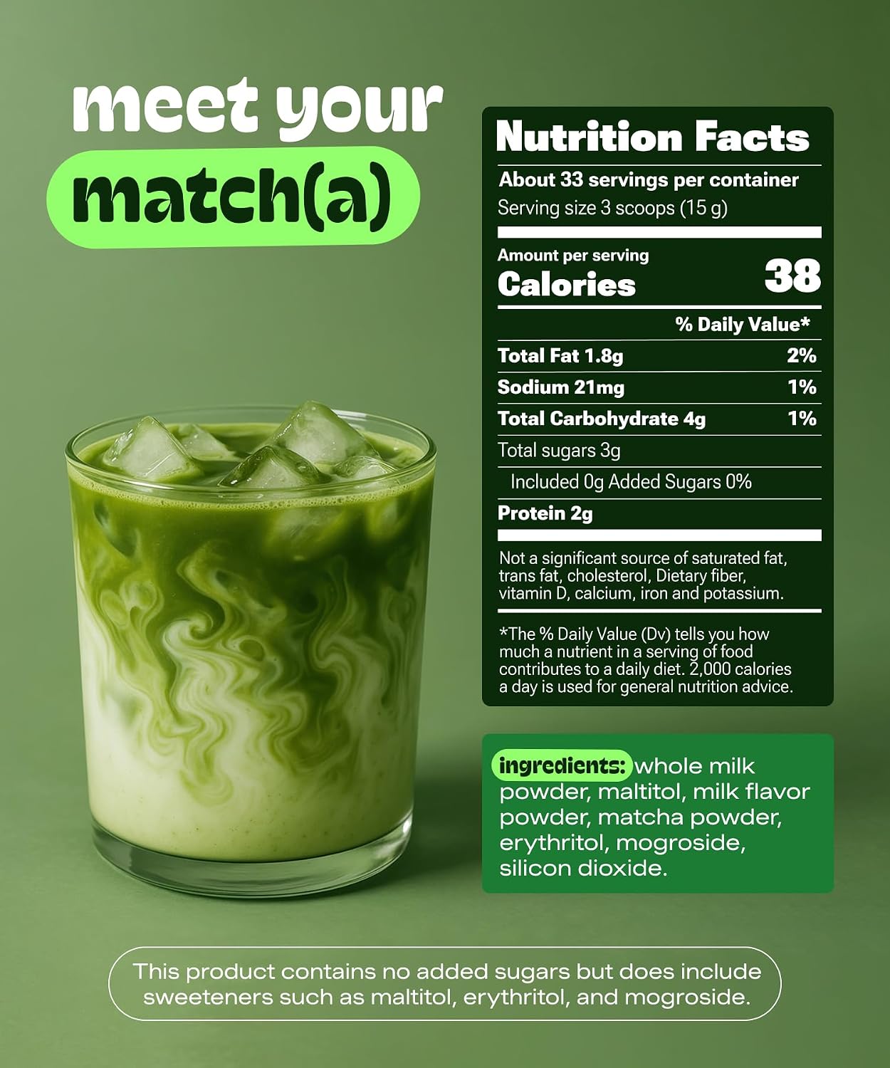 MatchaDNA Matcha Latte – Sweet Matcha Latte Powder with Milk, No Sugar Added – Green Tea Lattes Mix for Hot or Iced Drinks – Organic Macha Tea, Antioxidant Rich, Smooth Energy Boost (5.3 oz Pouch)