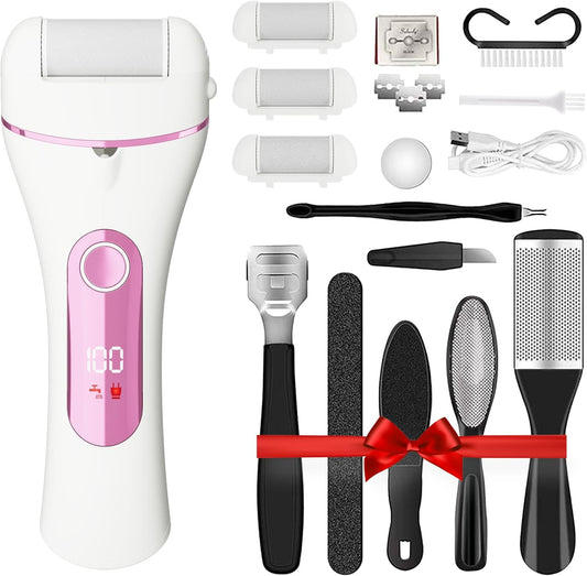 Electric Foot Callus Remover, 12 in 1 Pedicure Kit with 3 Rollers