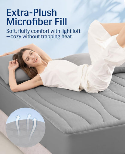 Elegear Cooling Mattress Pad King, Upgraded Arc-Chill® 3.0 + PCM Cooling, Stay Cool All Night, Breathable & Soft, Deep Pocket 18", Washable Mattress Protector for Hot Sleepers, Gray
