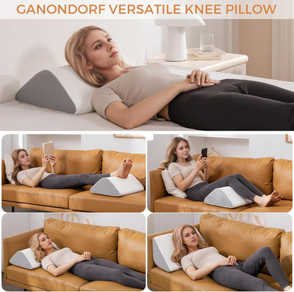 Knee Wedge Pillow for Post-Surgery Recovery-Leg Elevation Support for Sleep Position, Alleviating Lower Back & Hip Pain Enhancing Circulation in Ankles Legs Triangle Pillow with Removable Cover