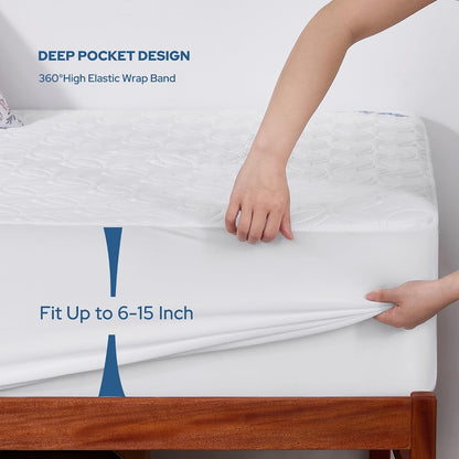 BEDLORE Waterproof Mattress Protector, King Size Mattress Pad with Deep Pocket 6"-18" Depth, Soft Noiseless Dirt-Proof Bed Mattress Cover Washable for Home, Bedroom, Hotel (Gray)