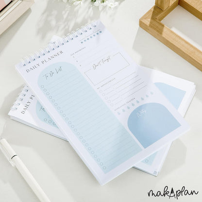 Daily Planner To Do List Notepad 60 Undated Pages,Coral,Twin-ring Spiral Bindling 6x9 Inch Desktop Daily Planning Notepad with Protective Cover,Notebook for Daily Tasks, Water Intake, Habit Tracker