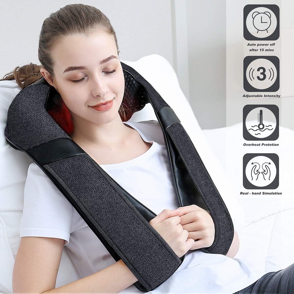 Shiatsu Neck Back and Shoulder Massager with Heat for Pain Relief Deep Tissue, Christmas Women Men Gifts for Mom Dad, Wife Husband, Him Her, Fathers Day, Mothers Day, Birthdays Gift (NOT Cordless)