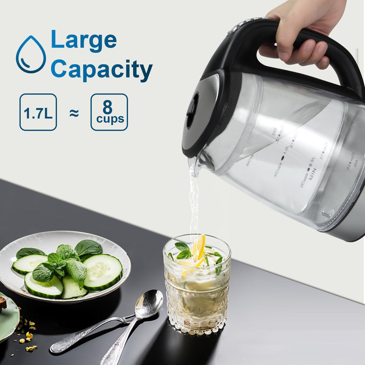 Cool Touch Electric Kettle with 6 Temp Presets for Tea/Coffee