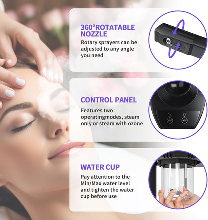 Facial Steamer with Magnifying Lamp, 2 in 1 Ozone Steamer for Face Professional, Professional Facial Steamer for Esthetician, Salon & Spa Face Beauty Equipment.