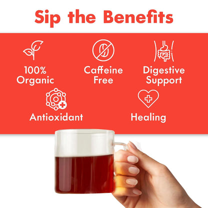 Big Heart Tea Co. Tea Bags - Fiery Masala Chai - Certified Organic, Ayurvedic Herbal Decaf Tea with Small Batch Ground Sweet Herbs and Spices including Adaptogenic Tulsi, Rooibos, Ginger, 10 Tea Bags