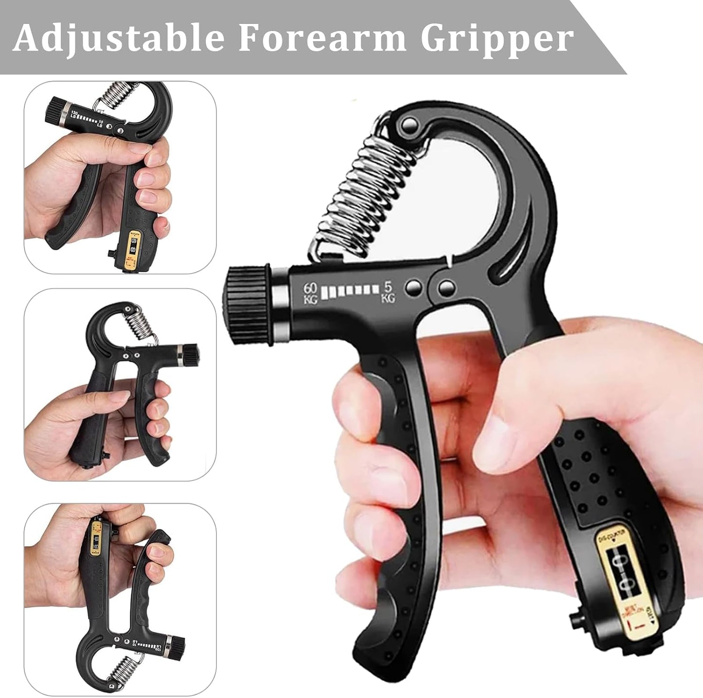 Hand Grip Strengthener Kit 5 Pack Adjustable Finger Forearm Hand Exerciser | Adjustable Grip Trainer, Finger Stretcher & Stress Ball Set for Strength Training & Hand Exercises