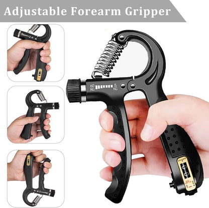 Hand Grip Strengthener Kit 5 Pack Adjustable Finger Forearm Hand Exerciser | Adjustable Grip Trainer, Finger Stretcher & Stress Ball Set for Strength Training & Hand Exercises