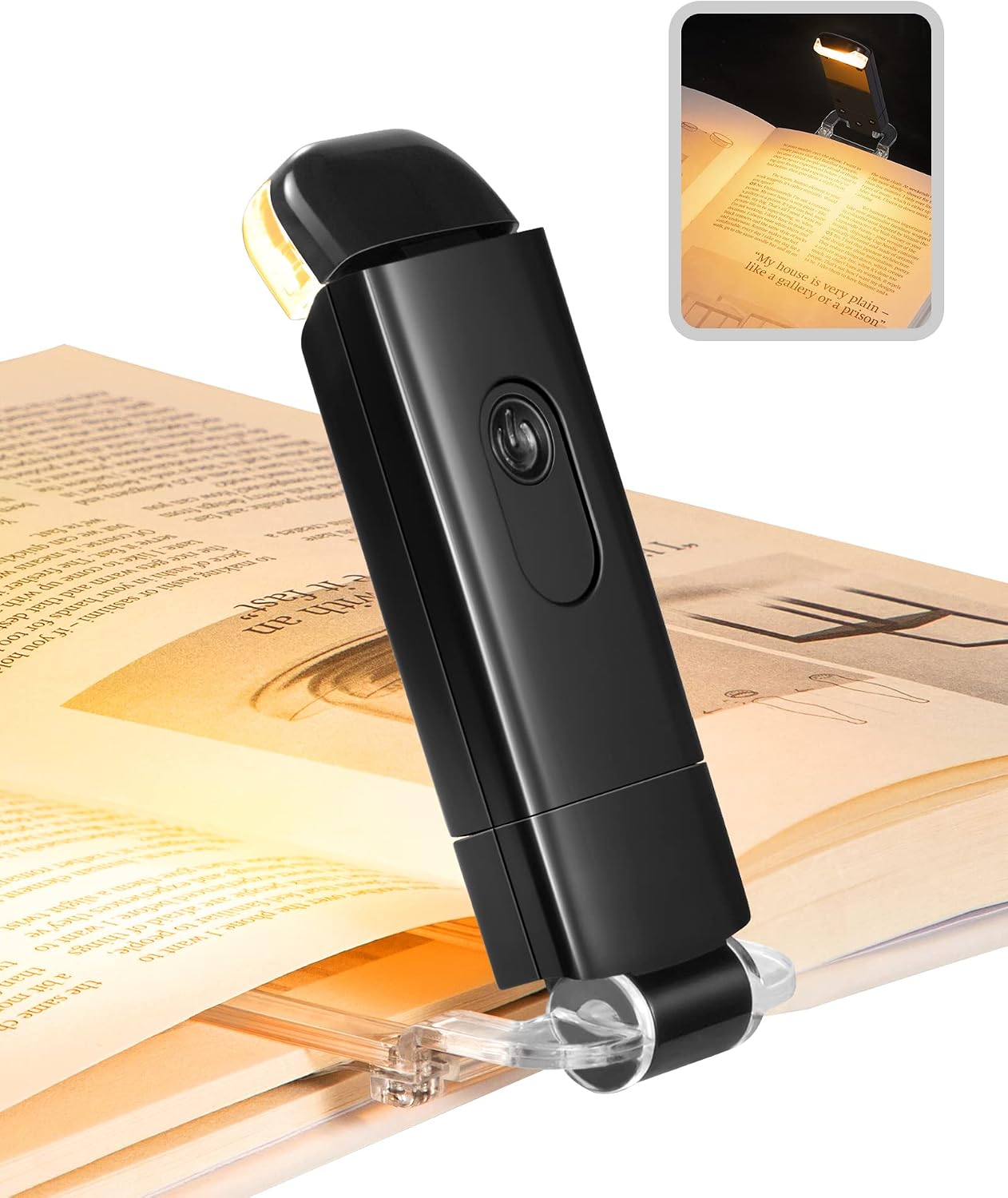 DEWENWILS Book Reading Light, Amber Warm Clip On LED with 3 Adjustable Brightness for Eye Protection, Rechargeable USB, Perfect for Bookworms, Kids (White)