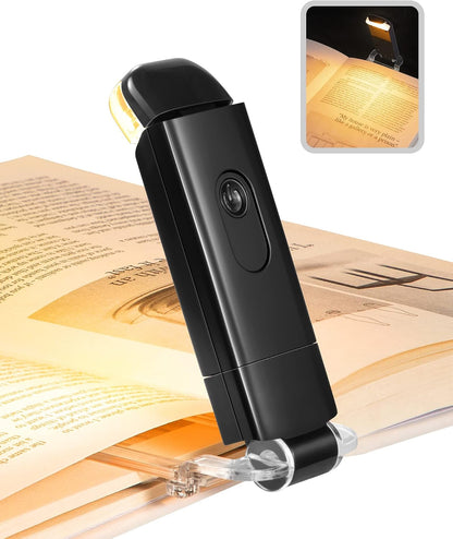 DEWENWILS Book Reading Light, Amber Warm Clip On LED with 3 Adjustable Brightness for Eye Protection, Rechargeable USB, Perfect for Bookworms, Kids (White)