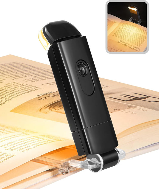 DEWENWILS Book Reading Light, Amber Warm Clip On LED with 3 Adjustable Brightness for Eye Protection, Rechargeable USB, Perfect for Bookworms, Kids (White)