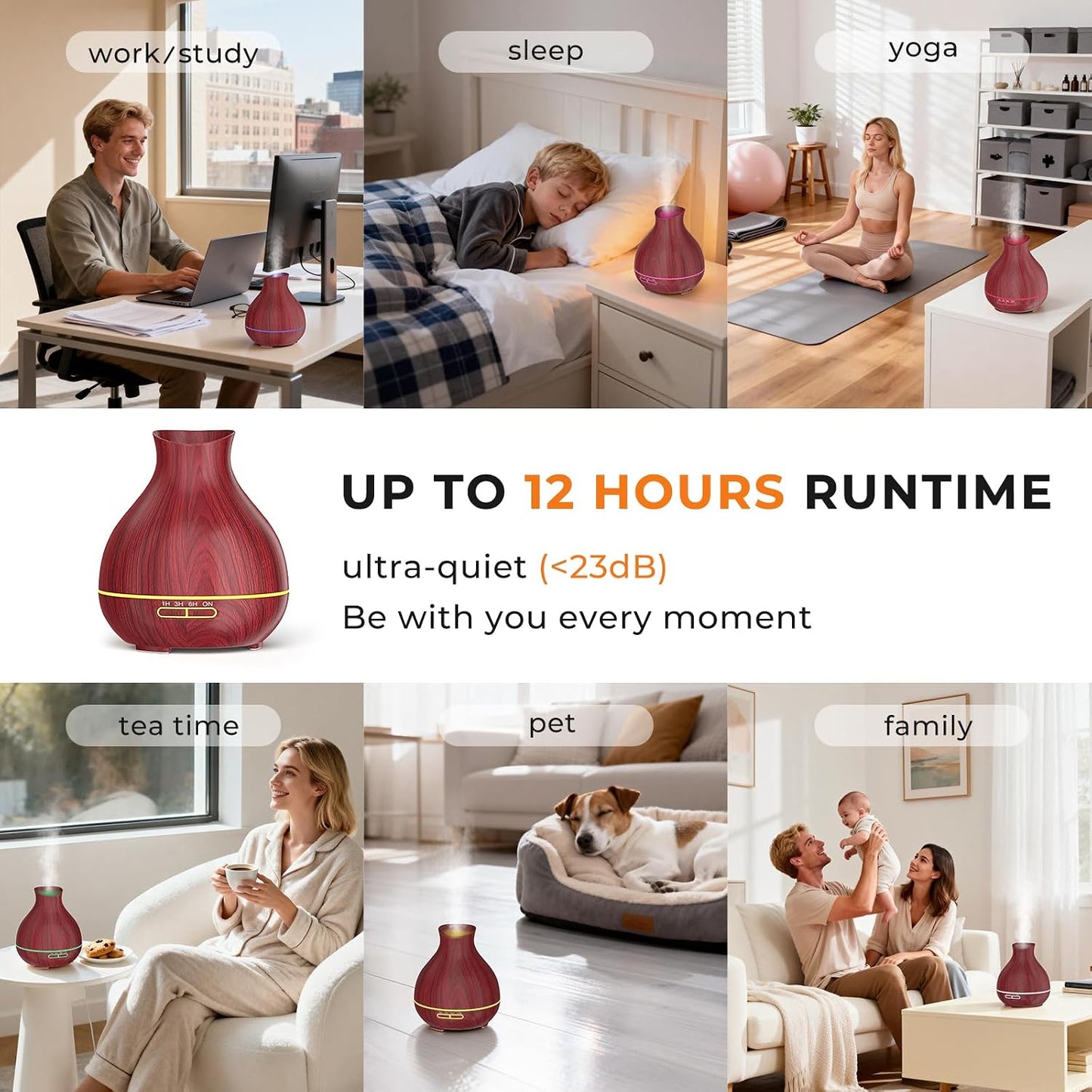 Aromatherapy Essential Oil Diffuser, 550ml Ultrasonic Fragrant Oil Large Room Humidifier, Diffusers for Home with Timer and Waterless Auto-Off, 7 Color LED Lights,Cool Mist Humidifiers