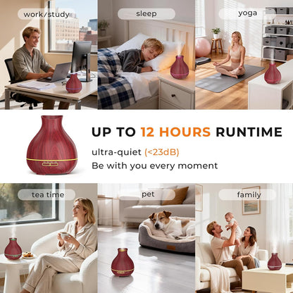 Aromatherapy Essential Oil Diffuser, 550ml Ultrasonic Fragrant Oil Large Room Humidifier, Diffusers for Home with Timer and Waterless Auto-Off, 7 Color LED Lights,Cool Mist Humidifiers
