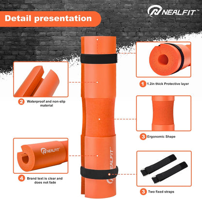 NEALFIT Barbell Pad Squat Pad for Squats—Squat Bar Pad—Great for Weightlifting,Lunges and Hip Thrusts—Foam Sponge Pad—Fit Standard and Olympic Bars Perfectly