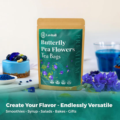 Lavitali, Butterfly Pea Flower Tea | 60 bags, 100% Pure Herbal Tea | Caffeine-Free, Antioxidant-Rich, Eco-Friendly Filter Bag | Daily Natural Botanical, Hot or Iced Floral Infusion