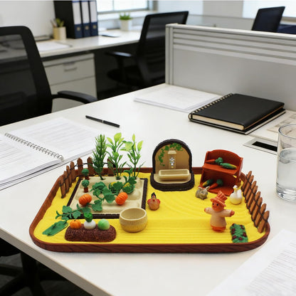 Zen Garden Kit for Desk,Mini Veggie Zen Sand Garden for Sandbox with Vegetable,Sensory Relaxation Sand Tray Tool,Office Stress Relief Toy 48pcs