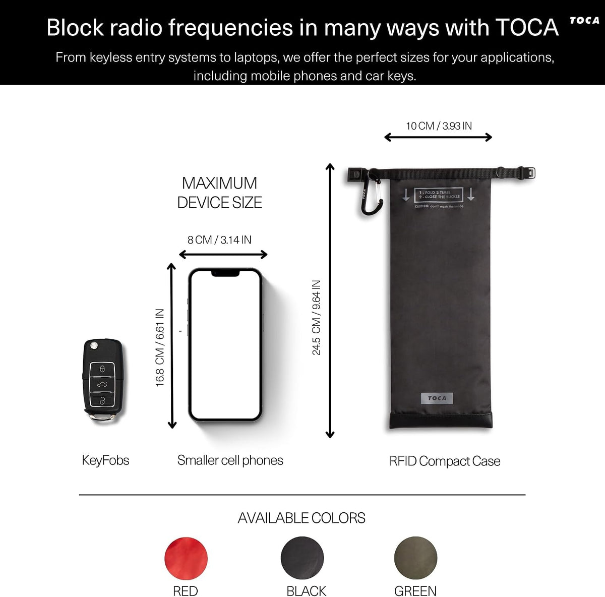 TOCA Faraday Pouch and Security Bag for Smartphones, GPS, RFID, Data Blocker, Shielding Purse, Travel, Anti-Hacking & Anti-Tracking, Privacy Protection Black