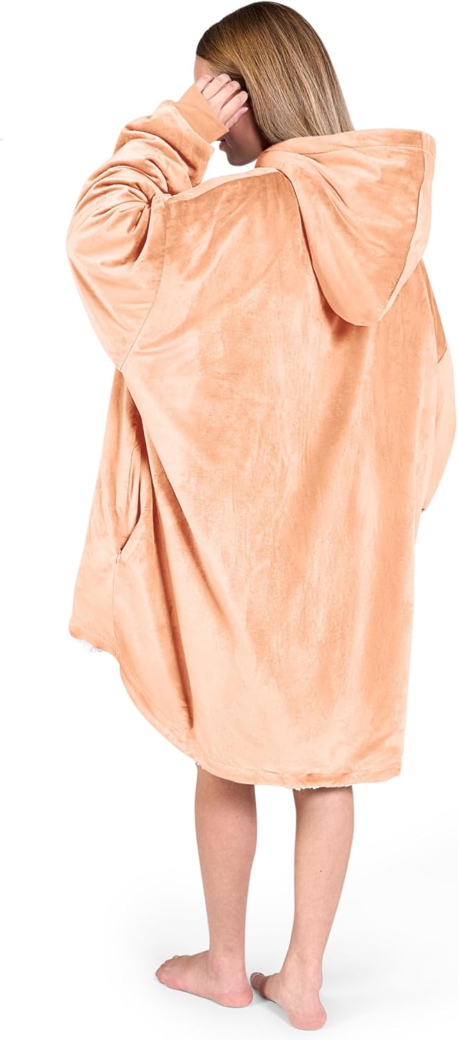 Bare Home Wearable Blanket Hoodie - Soft Plush Sherpa - Warm and Cozy - Oversized Wearable Blanket