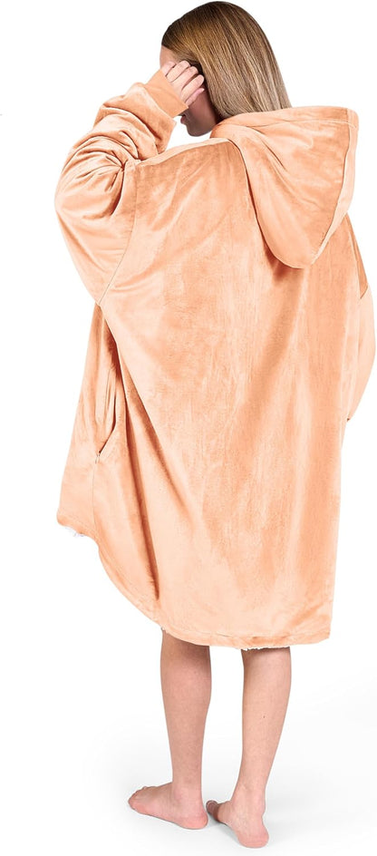 Bare Home Wearable Blanket Hoodie - Soft Plush Sherpa - Warm and Cozy - Oversized Wearable Blanket