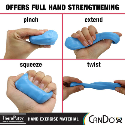 CanDo 10-2604 Theraputty Plus Hand Exercise Putty, Blue, 2oz, Firm