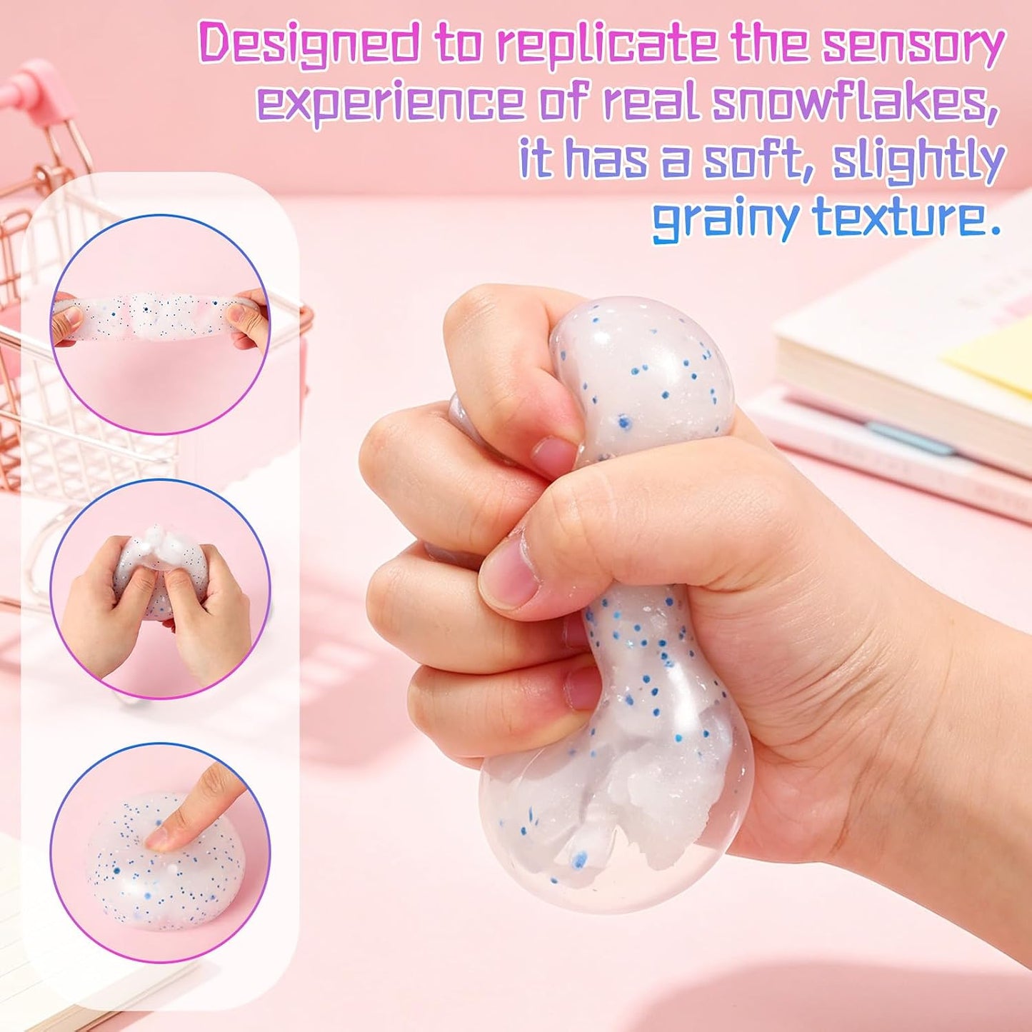 Snowball Stress Relief Squishy Toys Slow Rising Stress Ball, Stress Round Ball to Increase Hand Flexibility, Birthday Gifts for Adults
