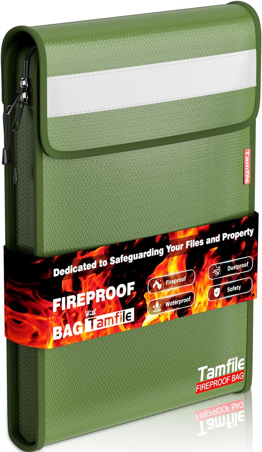 6400℉ Fireproof Document Bag, 15”x 11” Waterproof Document Organizer, Grey