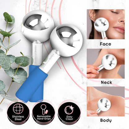 Ice Globes for Facials | Unbreakable Steel Cooling Roller | Cryo Sticks for Face | Massager for Face Neck & Eyes | Skin Care for Dark Circles, Puffiness, Wrinkles, Collagen Production (White)