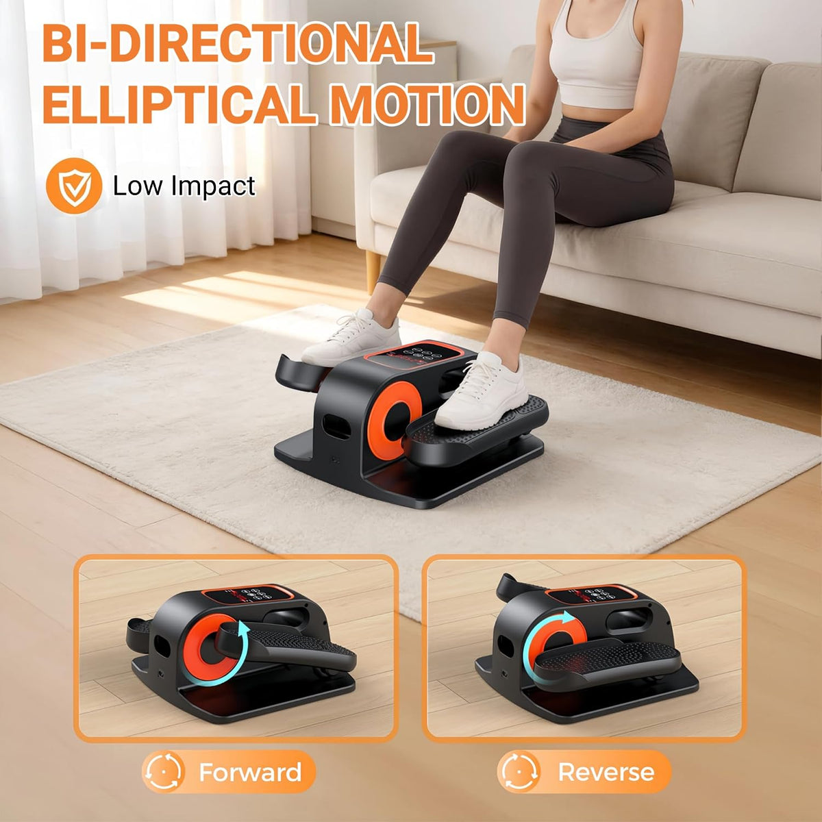 Under Desk Elliptical, Elliptical Leg Exerciser for Seniors, Home Portable Elliptical with Remote Control and 12 Adjustable Speeds, Electric Seated Pedal Exerciser
