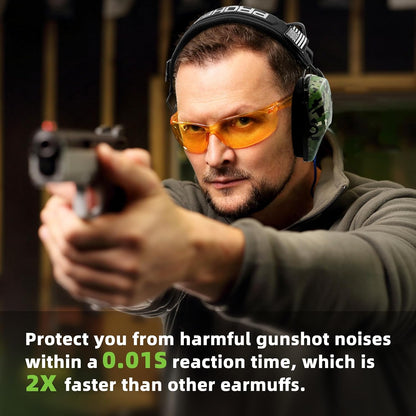 PROHEAR Electronic Ear Protection for Shooting with 4X Sound Amplification, Gun Range Hearing Protection Muffs, NRR 23dB Noise Reduction Headphones for Hunting, Green