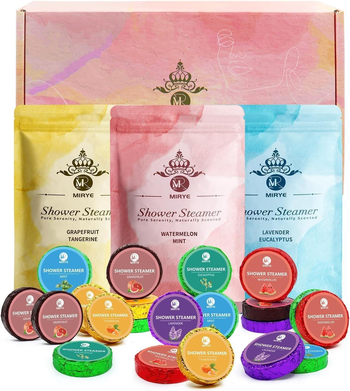 18-Pack Shower Steamers Aromatherapy, Self Care Birthday Gifts for Women Men, 6 Scented Organic Shower Bombs with Natural Essential Oils Relaxation Home SPA, Travel Essentials, Appreciation Gifts