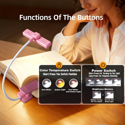 VAVOFO 24 LEDs Rotatable Book Light, Rechargeable Clip Reading Lamp