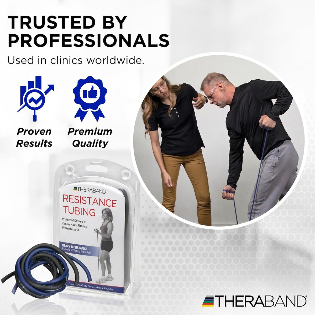 THERABAND Resistance Tubes, Band, Exercise, Set