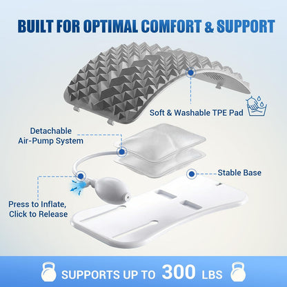 Back Stretcher for Lower Back Pain Relief, Adjustable Lumbar Support Board with Acupressure Points, Back Stretcher Board for Scoliosis, Spine Decompression Support