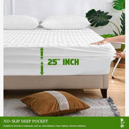 UNILIBRA Queen Mattress Protector Waterproof, Deep Pocket Mattress Pad Cover Fits to 6''-21'', Breathable Hollow Cotton Filling Quilted Mattress Protector for Queen Size