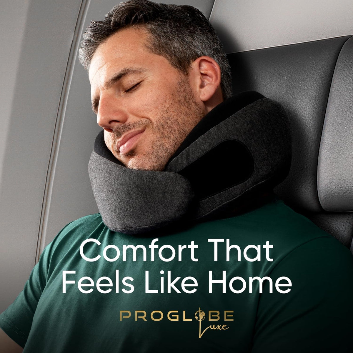 Proglobe Travel Neck Pillow for Airplanes, Long Haul Flight Kit, Grey